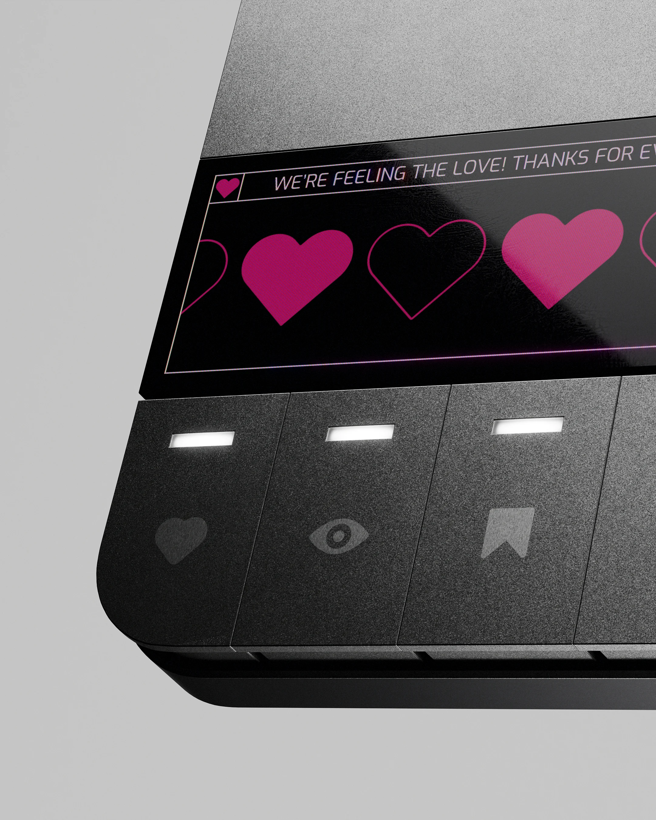 Device display showing hearts on the user interface