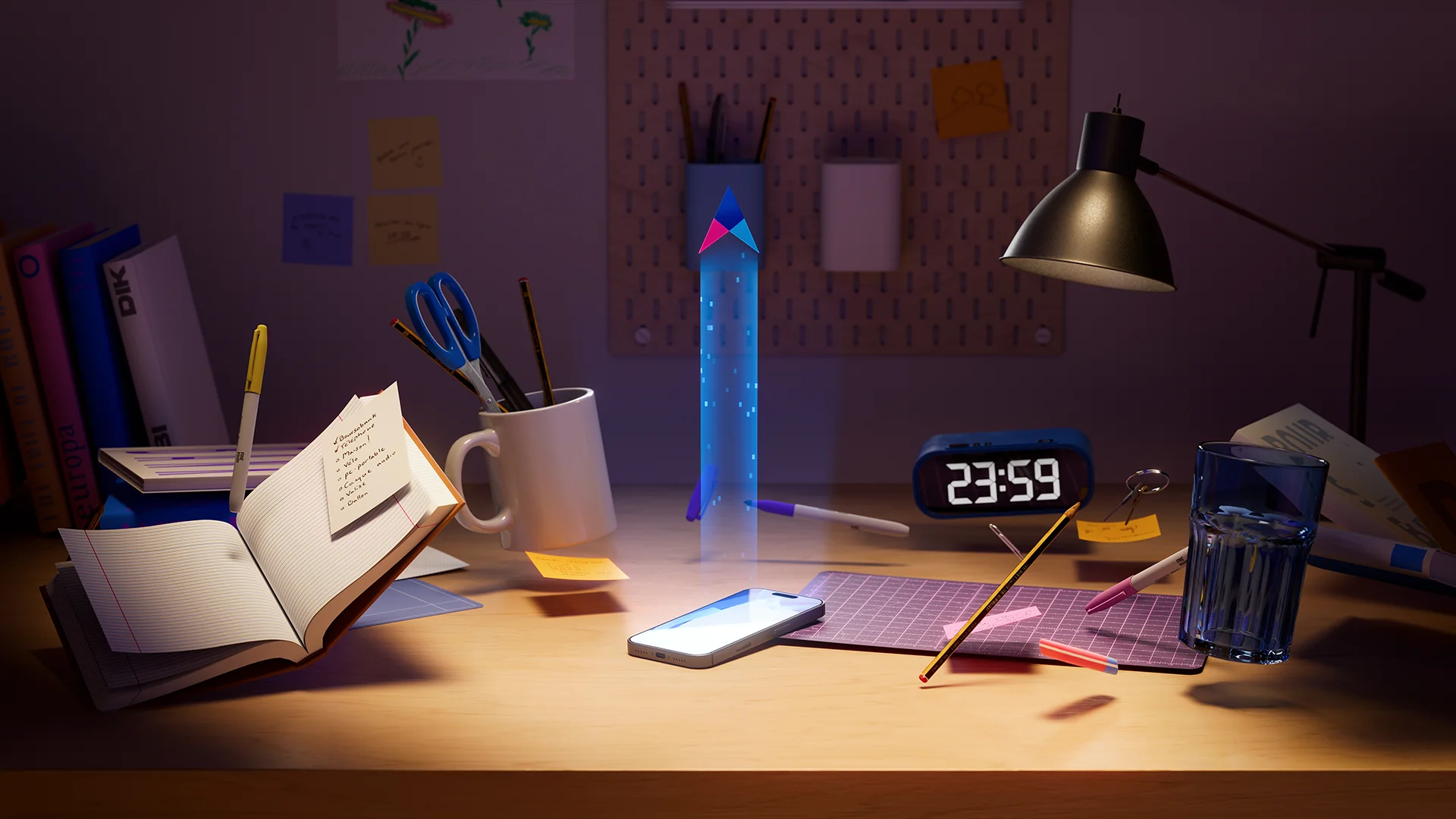 Bourso arrow, launching out of a phone